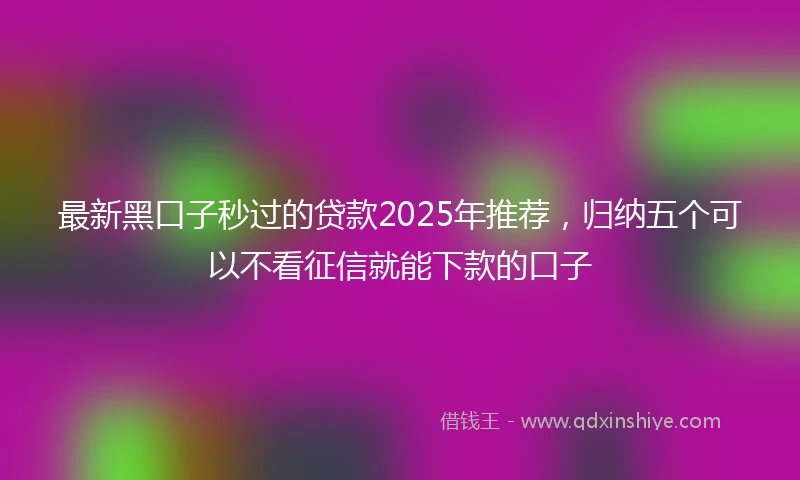 最新黑口子秒过的贷款2025年推荐，归纳五个可以不看征信就能下款的口子
