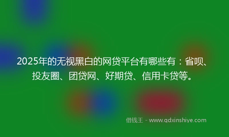 2025年的无视黑白的网贷平台有哪些有：省呗、投友圈、团贷网、好期贷、信用卡贷等。