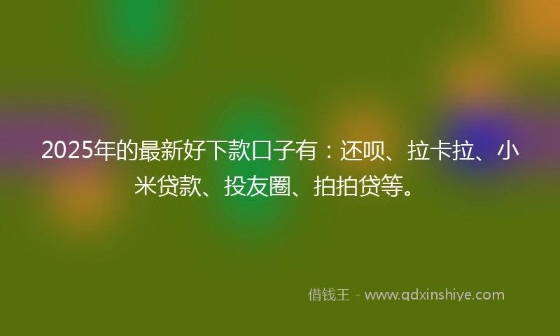 2025年的最新好下款口子有：还呗、拉卡拉、小米贷款、投友圈、拍拍贷等。