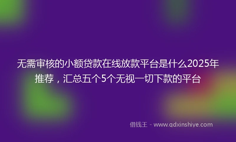 无需审核的小额贷款在线放款平台是什么2025年推荐，汇总五个5个无视一切下款的平台