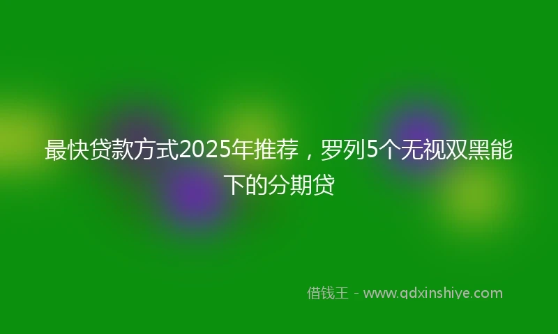 最快贷款方式2025年推荐,罗列5个无视双黑能下的分期贷