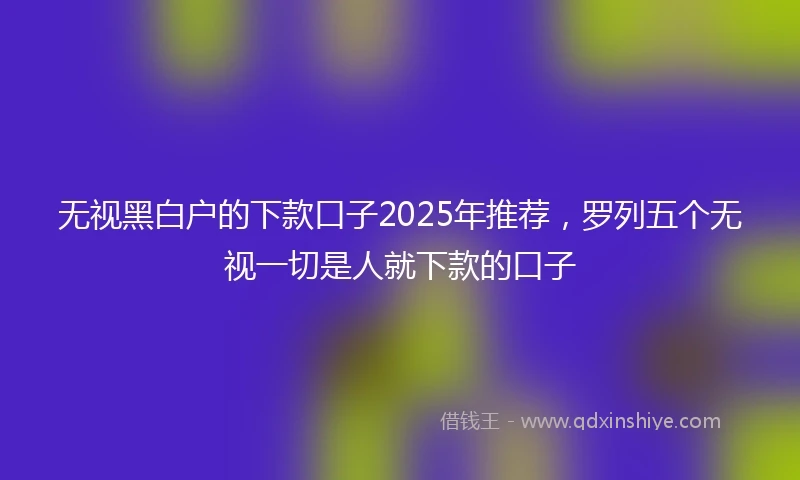 无视黑白户的下款口子2025年推荐，罗列五个无视一切是人就下款的口子