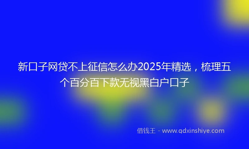 新口子网贷不上征信怎么办2025年精选，梳理五个百分百下款无视黑白户口子