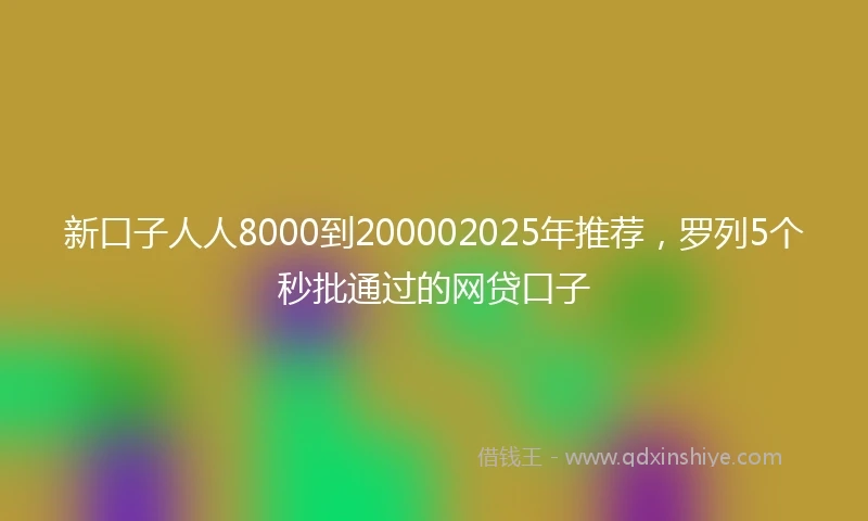 新口子人人8000到200002025年推荐，罗列5个秒批通过的网贷口子