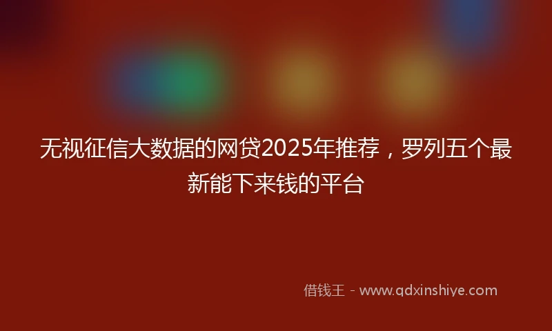 无视征信大数据的网贷2025年推荐，罗列五个最新能下来钱的平台