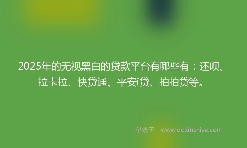 2025年的无视黑白的贷款平台有哪些有：还呗、拉卡拉、快贷通、平安i贷、拍拍贷等。