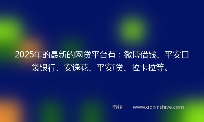 2025年的最新的网贷平台有：微博借钱、平安口袋银行、安逸花、平安i贷、拉卡拉等。