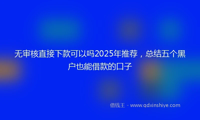 无审核直接下款可以吗2025年推荐，总结五个黑户也能借款的口子