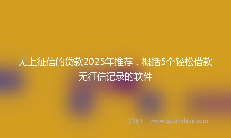 无上征信的贷款2025年推荐，概括5个轻松借款无征信记录的软件