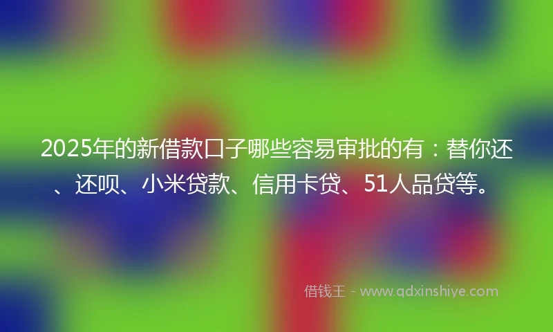 2025年的新借款口子哪些容易审批的有：替你还、还呗、小米贷款、信用卡贷、51人品贷等。