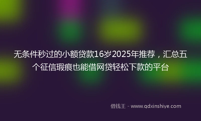 无条件秒过的小额贷款16岁2025年推荐，汇总五个征信瑕疵也能借网贷轻松下款的平台