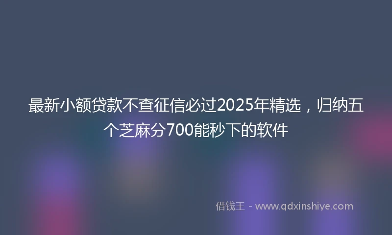 最新小额贷款不查征信必过2025年精选，归纳五个芝麻分700能秒下的软件