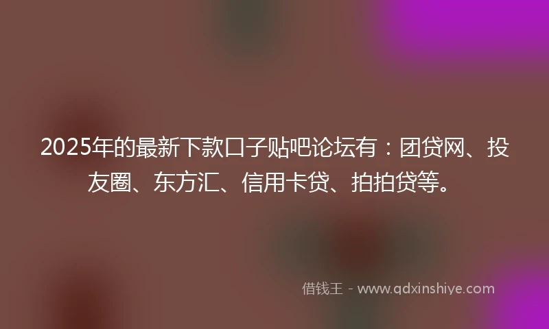 2025年的最新下款口子贴吧论坛有：团贷网、投友圈、东方汇、信用卡贷、拍拍贷等。
