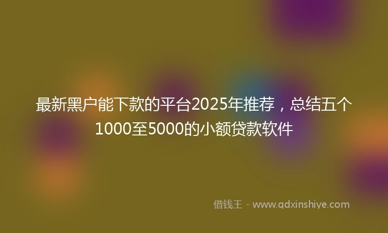最新黑户能下款的平台2025年推荐，总结五个1000至5000的小额贷款软件