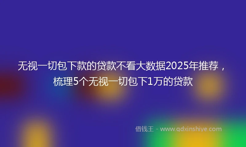 无视一切包下款的贷款不看大数据2025年推荐，梳理5个无视一切包下1万的贷款