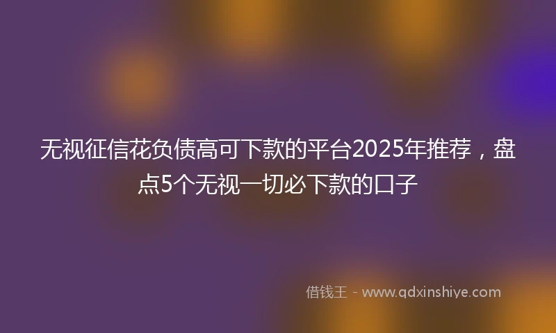 无视征信花负债高可下款的平台2025年推荐，盘点5个无视一切必下款的口子