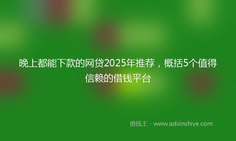 晚上都能下款的网贷2025年推荐，概括5个值得信赖的借钱平台