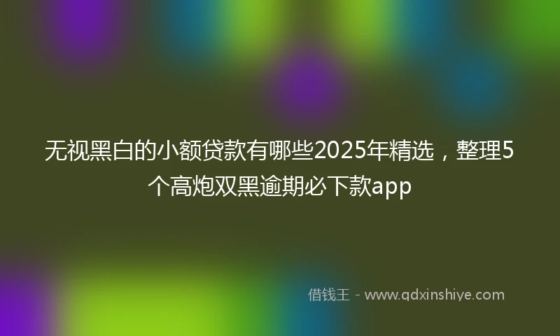 无视黑白的小额贷款有哪些2025年精选，整理5个高炮双黑逾期必下款app