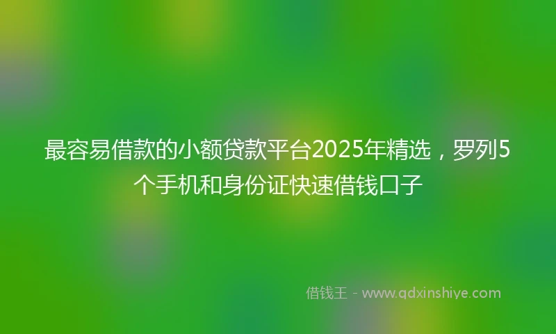 最容易借款的小额贷款平台2025年精选,罗列5个手机和身份证快速借钱口子