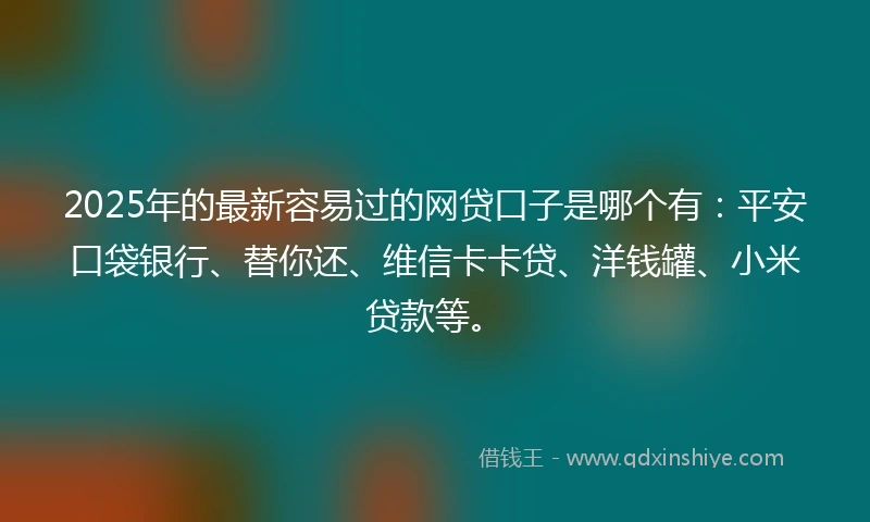 2025年的最新容易过的网贷口子是哪个有：平安口袋银行、替你还、维信卡卡贷、洋钱罐、小米贷款等。