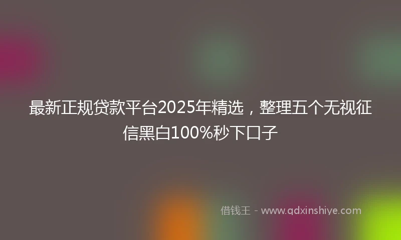 最新正规贷款平台2025年精选，整理五个无视征信黑白100%秒下口子