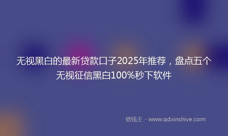 无视黑白的最新贷款口子2025年推荐，盘点五个无视征信黑白100%秒下软件
