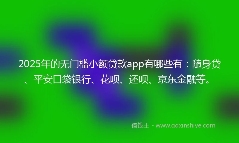 2025年的无门槛小额贷款app有哪些有：随身贷、平安口袋银行、花呗、还呗、京东金融等。
