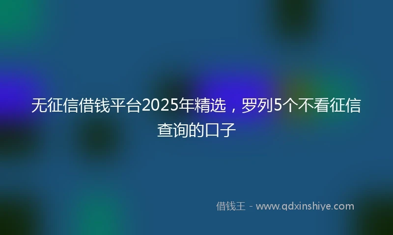 无征信借钱平台2025年精选，罗列5个不看征信查询的口子