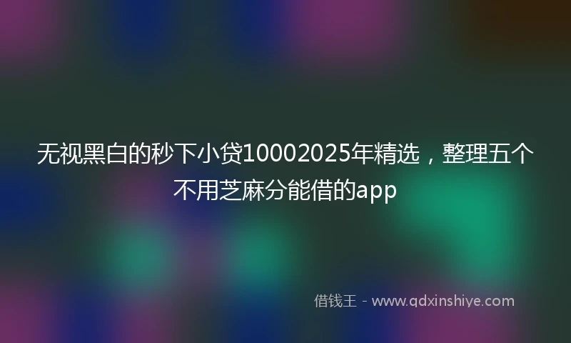 无视黑白的秒下小贷10002025年精选，整理五个不用芝麻分能借的app