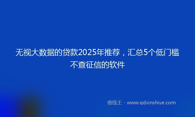 无视大数据的贷款2025年推荐，汇总5个低门槛不查征信的软件