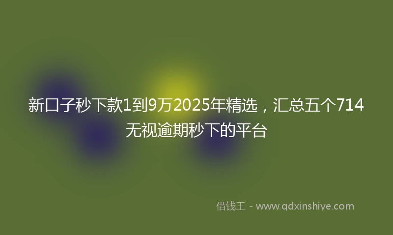 新口子秒下款1到9万2025年精选，汇总五个714无视逾期秒下的平台