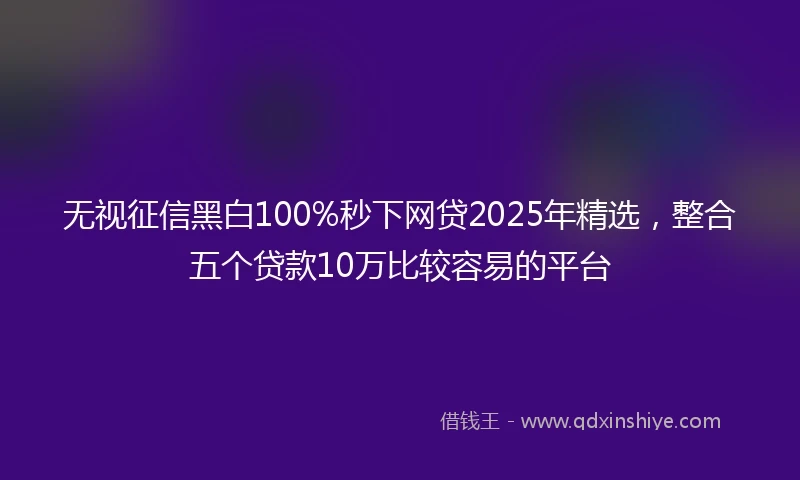 无视征信黑白100%秒下网贷2025年精选，整合五个贷款10万比较容易的平台