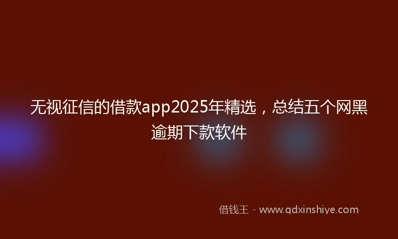 无视征信的借款app2025年精选，总结五个网黑逾期下款软件