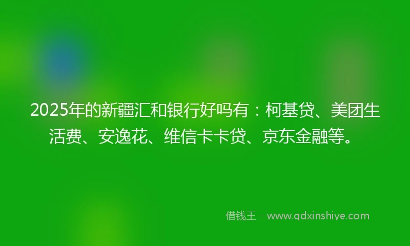 2025年的新疆汇和银行好吗有：柯基贷、美团生活费、安逸花、维信卡卡贷、京东金融等。