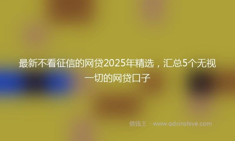 最新不看征信的网贷2025年精选，汇总5个无视一切的网贷口子