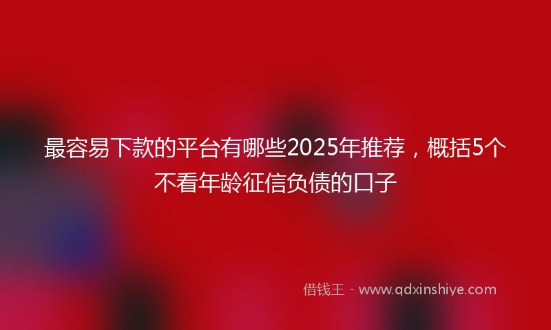 最容易下款的平台有哪些2025年推荐，概括5个不看年龄征信负债的口子