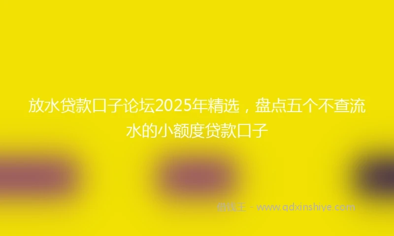 放水贷款口子论坛2025年精选，盘点五个不查流水的小额度贷款口子