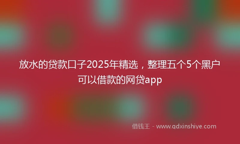 放水的贷款口子2025年精选，整理五个5个黑户可以借款的网贷app