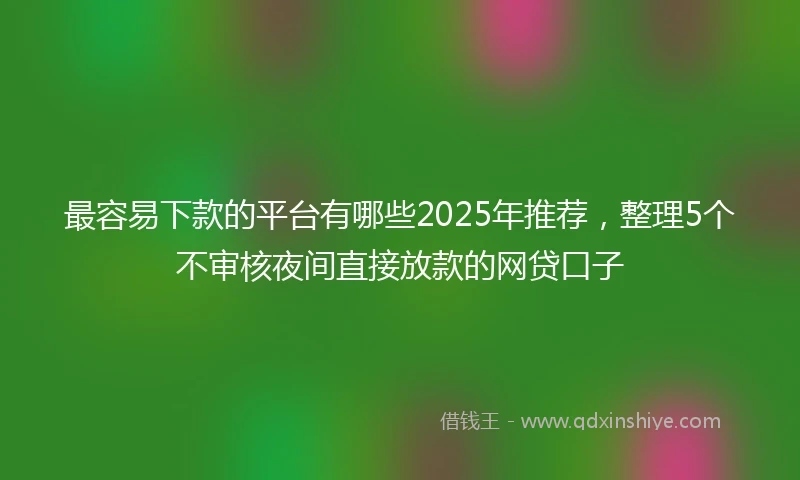 最容易下款的平台有哪些2025年推荐，整理5个不审核夜间直接放款的网贷口子