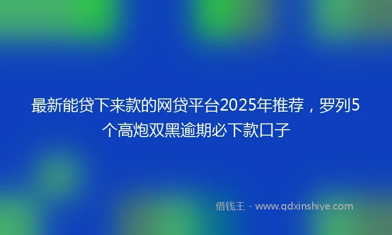 最新能贷下来款的网贷平台2025年推荐，罗列5个高炮双黑逾期必下款口子