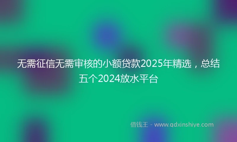 无需征信无需审核的小额贷款2025年精选，总结五个2024放水平台