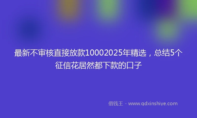 最新不审核直接放款10002025年精选，总结5个征信花居然都下款的口子