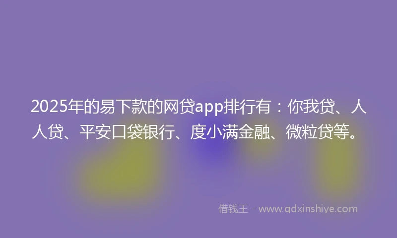2025年的易下款的网贷app排行有：你我贷、人人贷、平安口袋银行、度小满金融、微粒贷等。