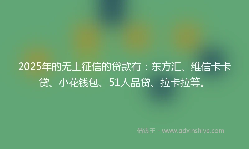 2025年的无上征信的贷款有：东方汇、维信卡卡贷、小花钱包、51人品贷、拉卡拉等。