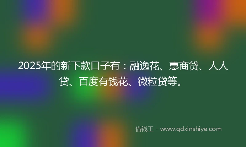 2025年的新下款口子有：融逸花、惠商贷、人人贷、百度有钱花、微粒贷等。