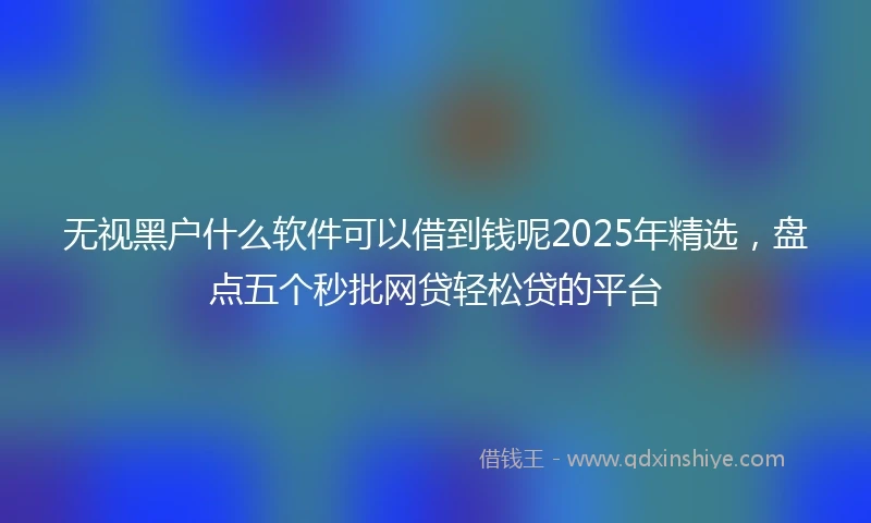 无视黑户什么软件可以借到钱呢2025年精选,盘点五个秒批网贷轻松贷的平台