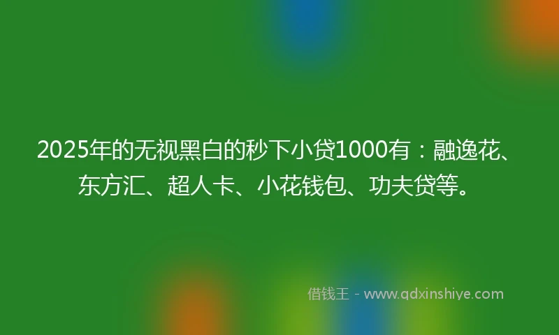 2025年的无视黑白的秒下小贷1000有：融逸花、东方汇、超人卡、小花钱包、功夫贷等。