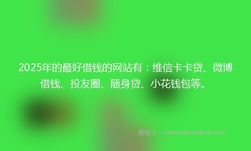 2025年的最好借钱的网站有：维信卡卡贷、微博借钱、投友圈、随身贷、小花钱包等。