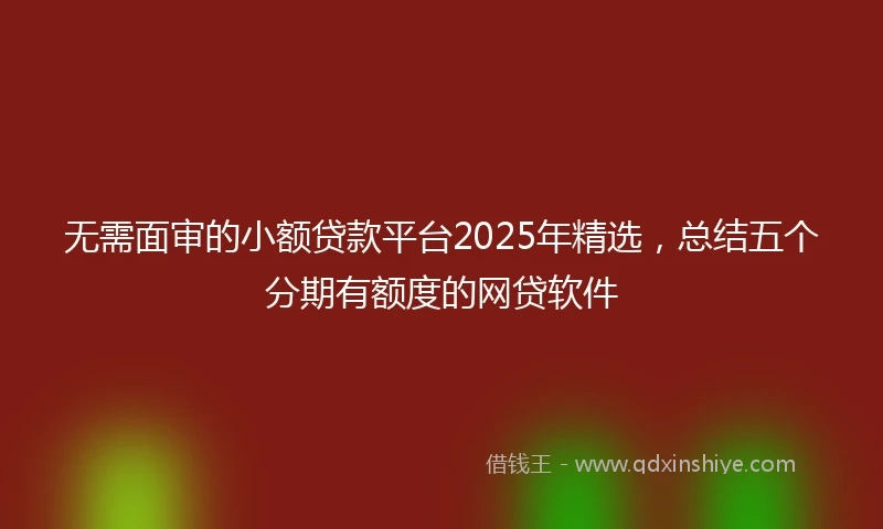无需面审的小额贷款平台2025年精选，总结五个分期有额度的网贷软件