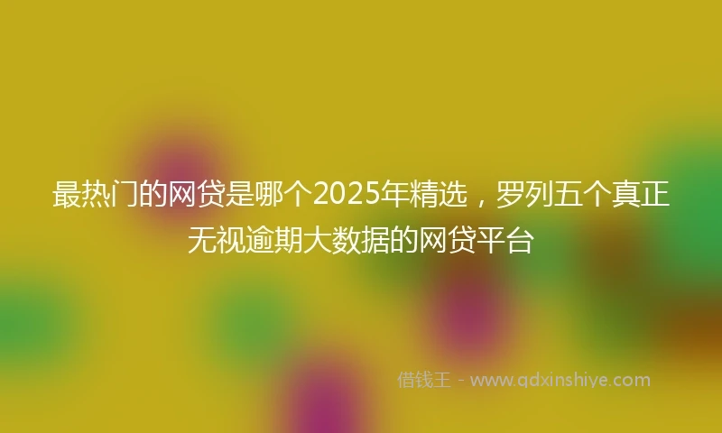 最热门的网贷是哪个2025年精选，罗列五个真正无视逾期大数据的网贷平台